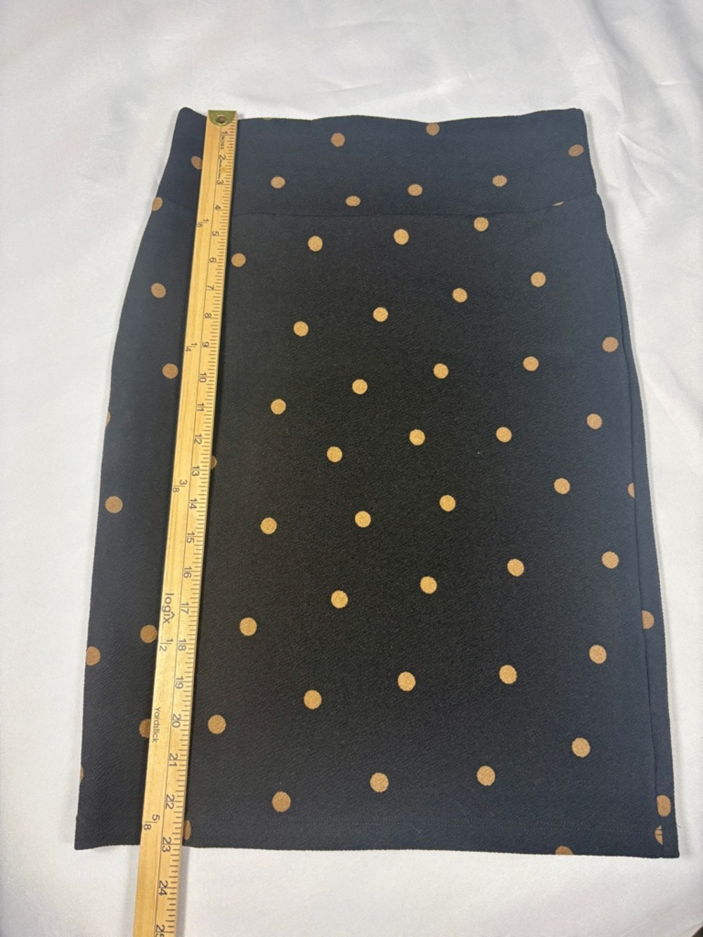 LuLaRoe Black Pencil Skirt with Tan Polka Dots Cassie